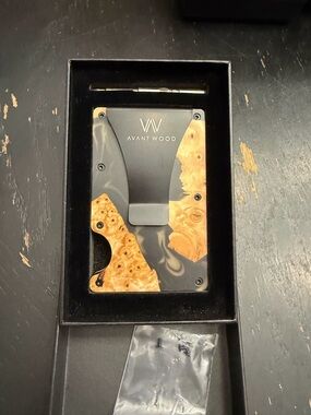 Black and Natural Burl Money Clip Wallet